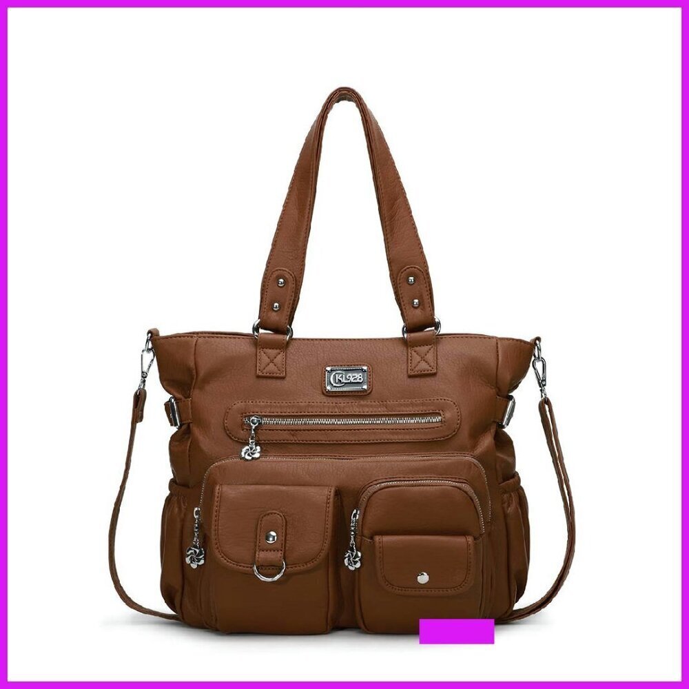 Large Vegan Leather Tote Shoulder Bag Stylish Hobo Handbag Classic Elegant